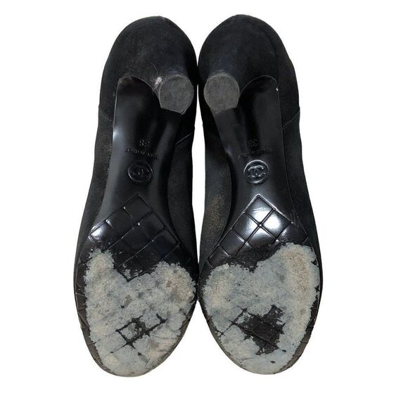 CHANEL CC Womens Heels Ankle Boots Booties Black Leather Size 38 - Picture 9 of 11